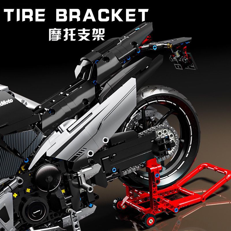 1:5 Scale Electroplated Silver Kawasaki Motorcycle Large-Displacement Bike Model Building Blocks Assembly Toy