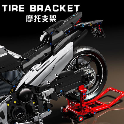 1:5 Scale Electroplated Silver Kawasaki Motorcycle Large-Displacement Bike Model Building Blocks Assembly Toy